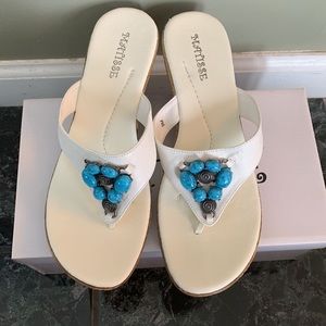 NWT Matisse women’s cochiti white/turquoise sandals, 9M